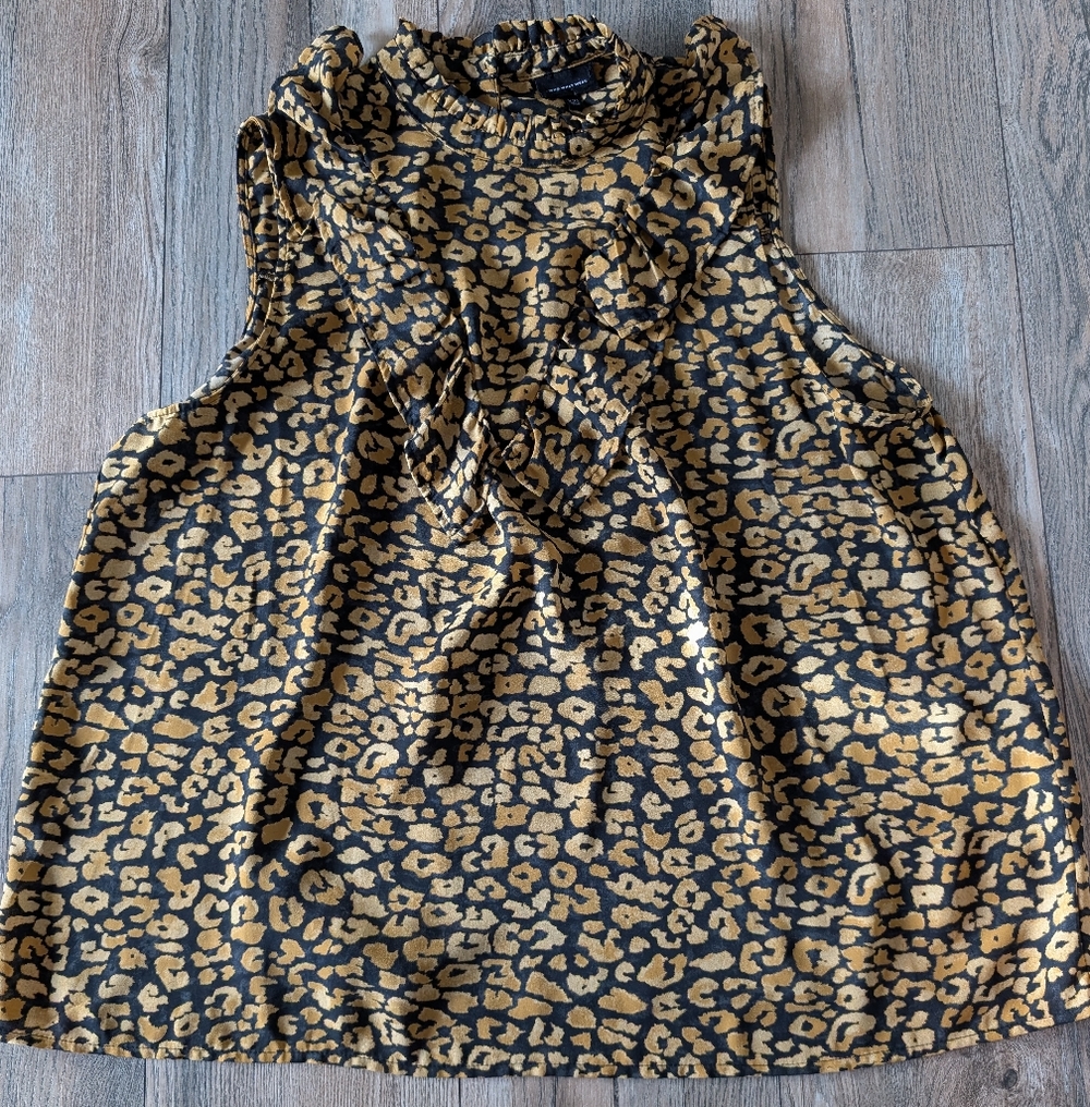 WHO WHAT WEAR Leopard Print Blouse Ruffle Mock Neck Size XXL - Picture 8 of 11